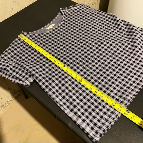 Madewell Blue Gingham Seersucker Top L Button Shoulder Short Sleeve Casual - Picture 8 of 8